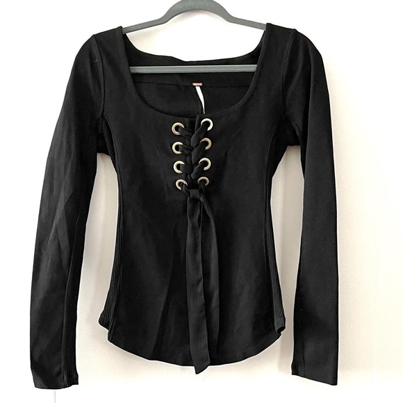 Free people looking back lace up top - Picture 2 of 8